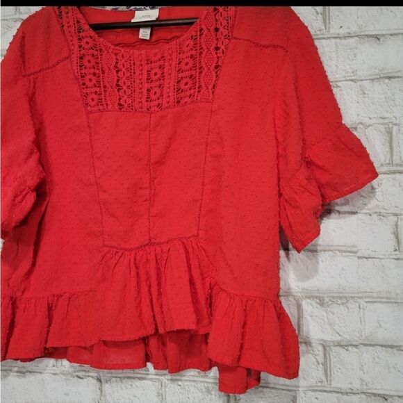 NWOT Knox Rose red dotted blouse - Picture 2 of 6